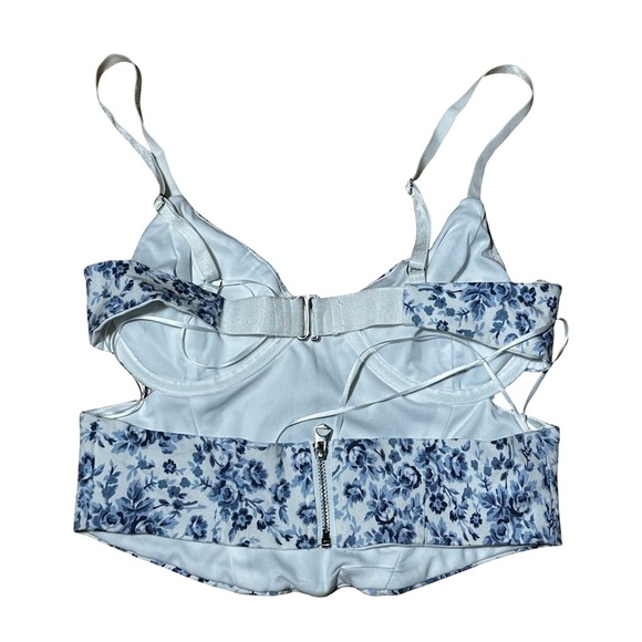 Garage Blue Floral Open-Back Corset – Small - Picture 3 of 5